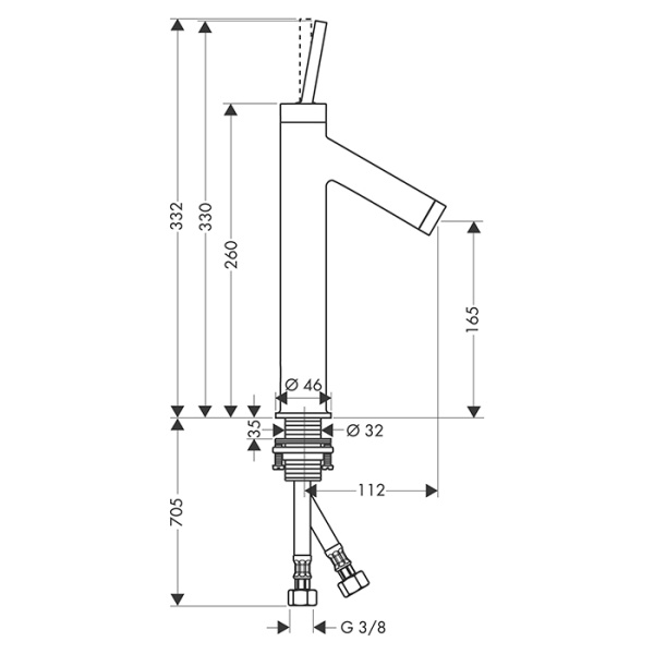 cмеситель axor starck для раковины 170, на 1 отв., цвет: шлифованная бронза