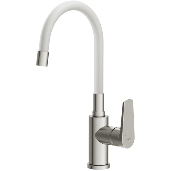 смеситель для кухни cersanit moduo a68232 с гибким изливом, сатин/белый