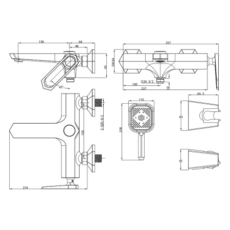 смеситель для ванны lemark prizma lm3914c хром