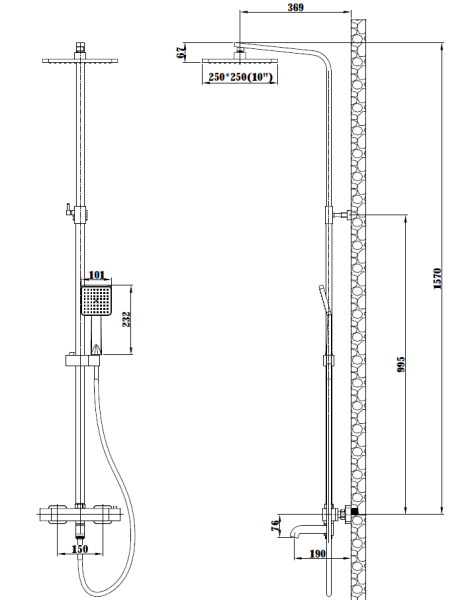 душевая система esko singapore black с термостатом stt5054 bl