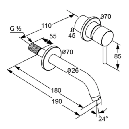 смеситель kludi bozz 382443976 для раковины, излив 180 мм, без донного клапана, черный матовый