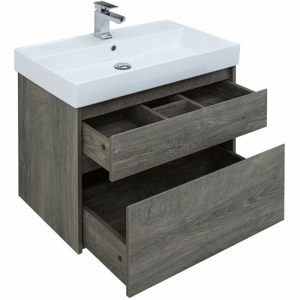 тумба с раковиной aquanet nova lite 75 245245 подвесная дуб рошелье