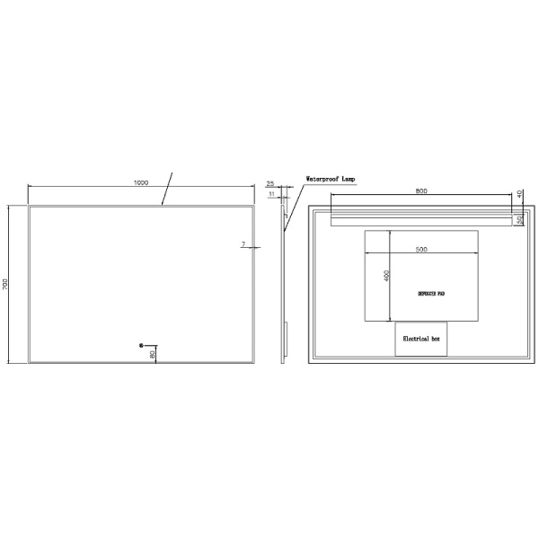 зеркало boheme modern 100x70 543-100-b с подсветкой черное с сенсорным выключателем и подогревом