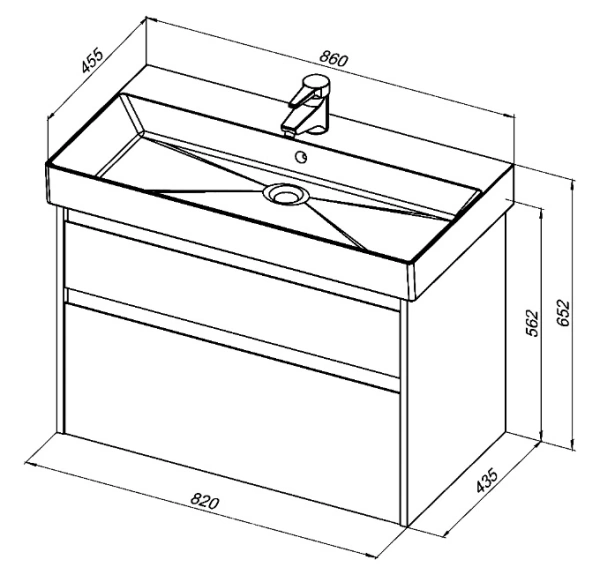 тумба под раковину aquanet nova lite 85 дуб рошелье (2 ящика), 00249937