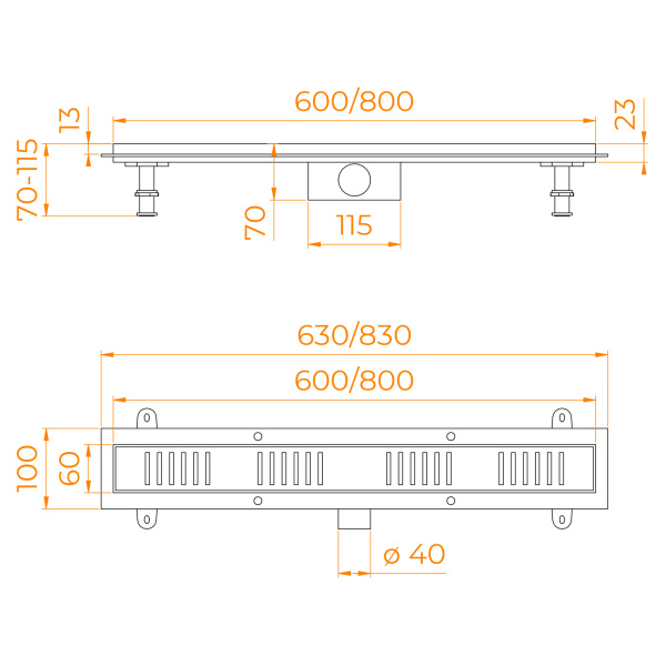 душевой лоток rgw sdr-34b-60 64213460-04 с черной решеткой