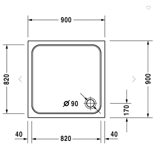 душевой поддон duravit d-code 720102000000000 акриловый, 90x90х85 см, d90, белый
