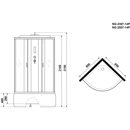 душевая кабина niagara classic 80x80 ng-2507-14p без гидромассажа