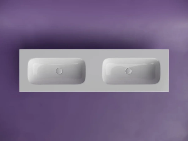 мебельная раковина ceramicanova grace прямоугольная 161см с двумя чашами без отверстий под смеситель cn7023wx