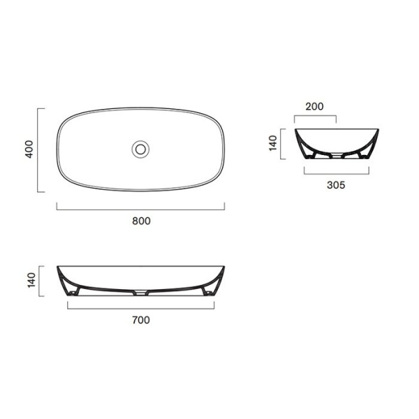 раковина catalano alvea 0622800032 80 tortora матовый