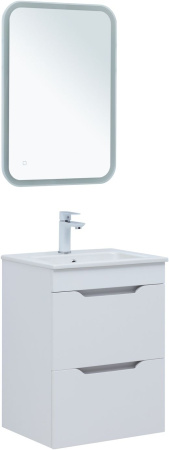 тумба под раковину aquanet практика 00330455 2 ящика, 47.8x38.9 см, белый матовый