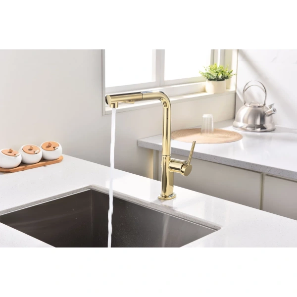 смеситель для кухни paulmark neo ne214419-g, цвет золото