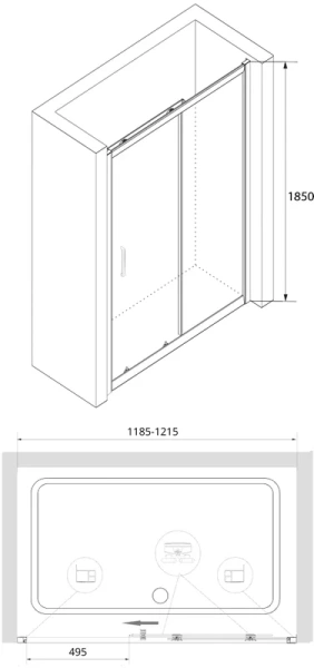 душевая дверь в нишу rgw classic cl-14 120, профиль глянцевый хром