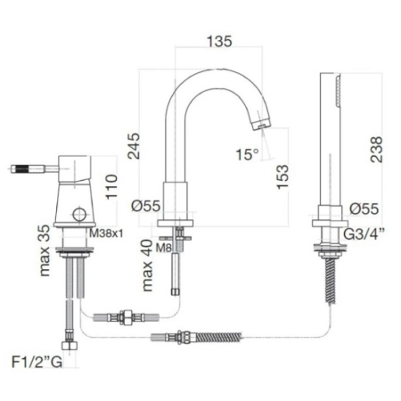 смеситель на борт ванны webert rimini ri850701015
