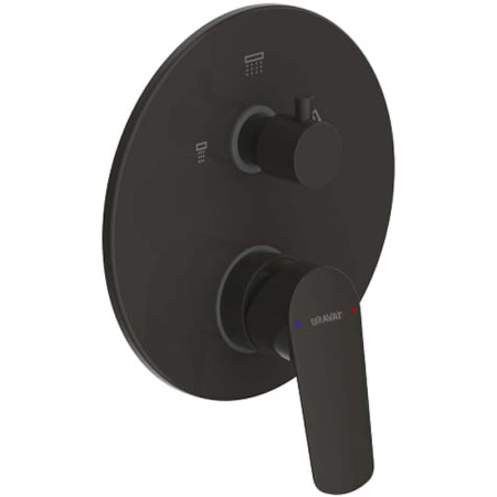 Смеситель Bravat Rhein PB8429564BW-3-ENG для ванны и душа, внешняя часть, цвет черный