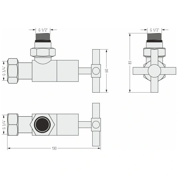 вентиль запорный угловой сунержа 032-1408-1234 3/4"x1/2" г/ш, золотой матовый