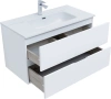 тумба под раковину aquanet алвита new 90 2 ящика, белая матовая, 00303920