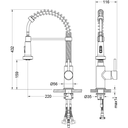 смеситель для кухни aquatek европа aq1387mb черный матовый