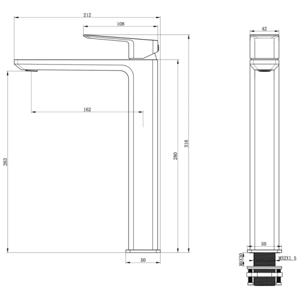 смеситель для раковины wonzon & woghand diamond ww-88239011-mb черный матовый