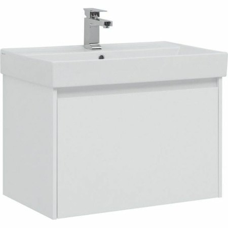 тумба под раковину aquanet nova lite 75 245243 подвесная белая глянцевая