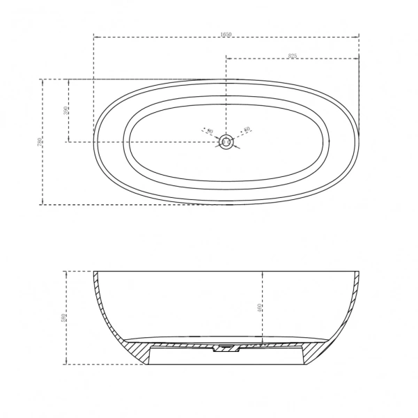 ванна из полиэфирной смолы abber kristall at9701opal 165х78 см, отдельностоящая, цвет коричневая