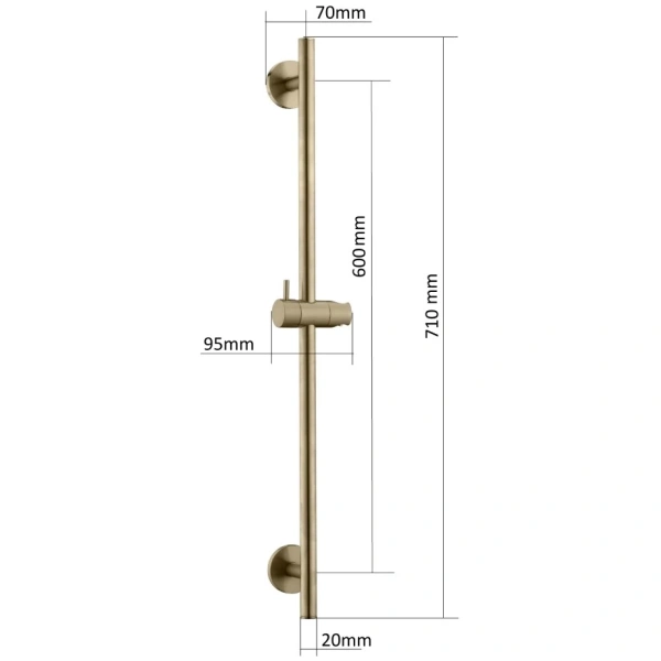 душевая штанга boheme uno 420-brb 71 см, бронза матовая