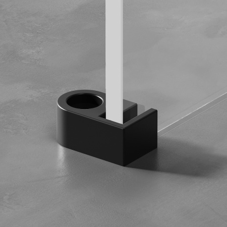 душевая стенка am.pm x-joy w94wi-110-f1-bte, 110 см, со свободным входом, профиль черный, стекло прозрачное