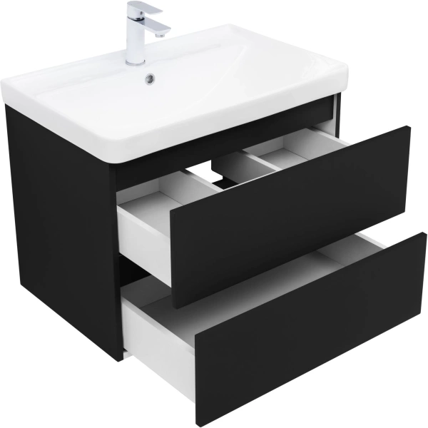 тумба под раковину aquanet вега 2.0 00337954 69x46 см, черный глянец
