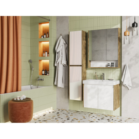 тумба белый глянец/дуб рустикальный 63 см акватон сканди doors 1a278901sdz90