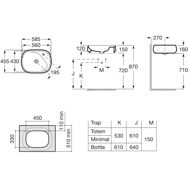 раковина 58,5x45,5 см roca beyond 3270b8620