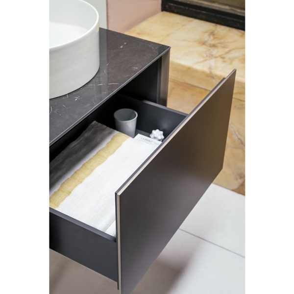 тумба под раковину laufen sonar 4.0542.7.034.142.1 117.5х45.5х34см., подвесная, цвет: титан/черный мрамор