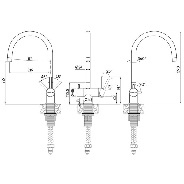смеситель для кухни paulmark heller he213218-gm, вороненая сталь