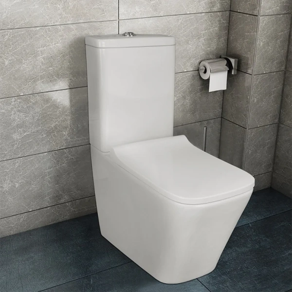 унитаз компакт azario quadro az-2175 напольный, безободковый, с бачком и сиденьем микролифт, 60.5х34х81 см, белый