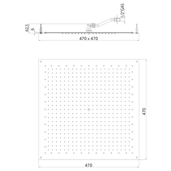 верхний душ bossini cube i01604.030 хром