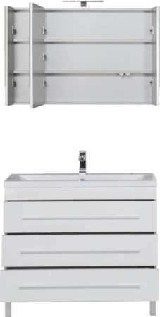 тумба под раковину aquanet верона 100 белая (напольная 3 ящика), 00178471