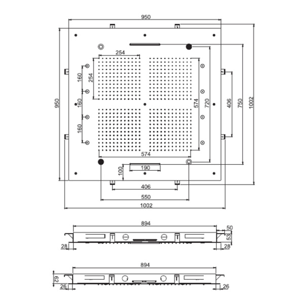 верхний душ fima carlo frattini wellness harmonia 95x95см, встраиваемый, цвет хром