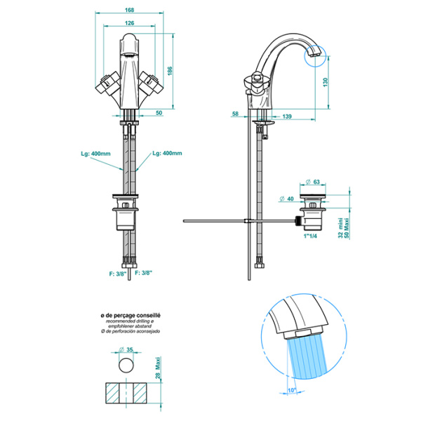 thg thg pуtale de cristal clair смеситель для раковины, 1 отв., цвет: золото/прозрачный хрусталь