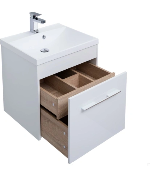 тумба под раковину aquanet августа 58 белый (ручки хром), 00274017