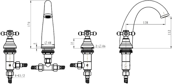 смеситель для раковины boheme royal cristal 317-royal бронза