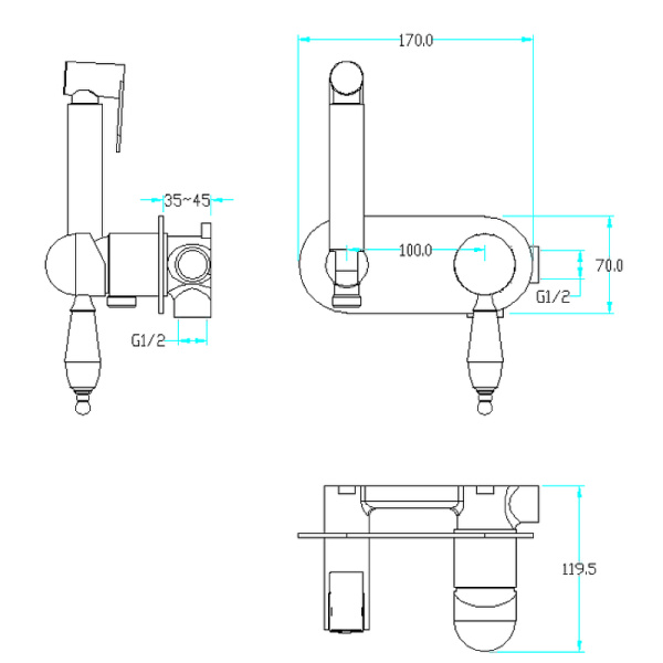 Гигиенический душ со смесителем Boheme Medici 424-BSW Бронза