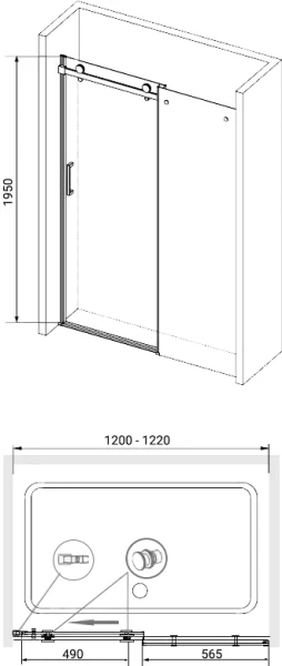 душевая дверь в нишу rgw tornado to-14 1200x1950