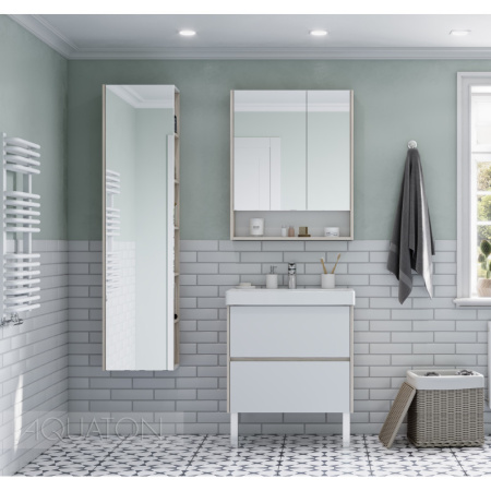 тумба с раковиной белый глянец/дуб верона 70,5 см акватон сканди 1a2518k0sdb20