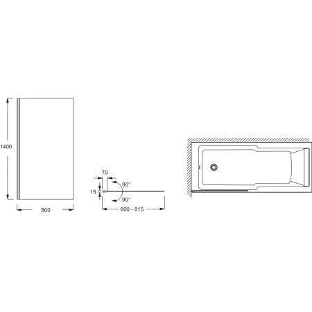 шторка на ванну jacob delafon struktura 80х140 e6d042-bl профиль черный, стекло прозрачное