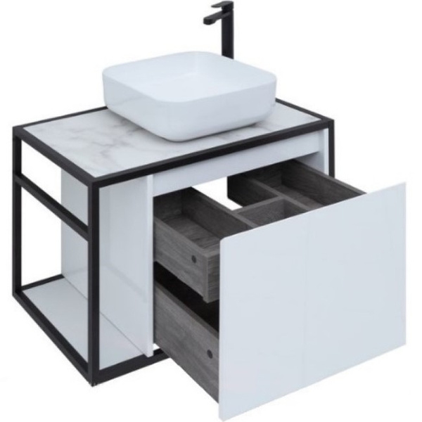 тумба под раковину aquanet nova lite loft 75l 261650 подвесная белый глянец
