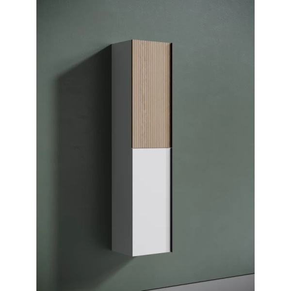 шкаф пенал sancos delta 35 pdl35w подвесной дуб светлый белый