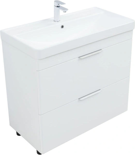 тумба под раковину aquanet ирис new 00336309 напольная, 88.9x45.7 см, белый глянец