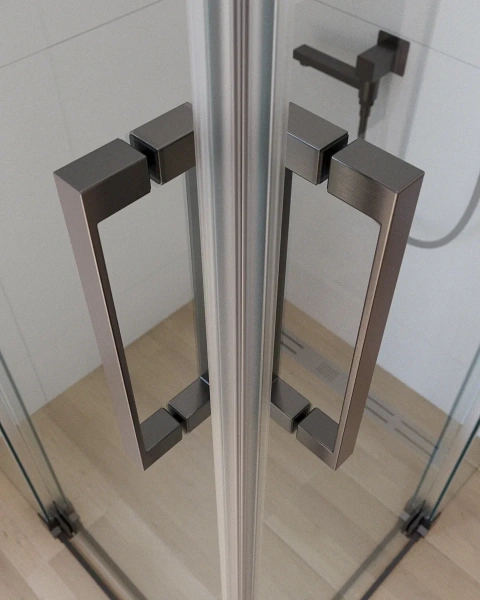 душевой уголок cezares slider slider-ah-2-80/90-90/100-c-gm 90-100x80-90 см, профиль оружейная сталь матовый, стекло прозрачное