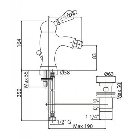 смеситель cezares vintage vintage-bsm1-02-sw для биде, с донным клапаном, бронза
