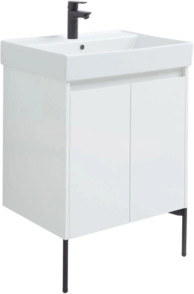 тумба под раковину aquanet nova lite 60 белый глянец, 2 дверцы, 00298847