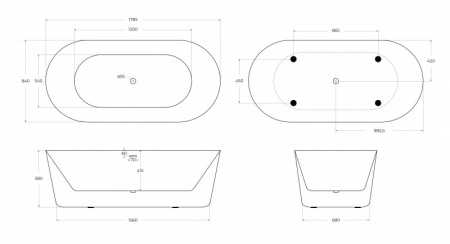 слив-перелив для belbagno bb03/bb09 bb39-ovf-brn, бронза