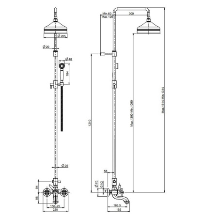 душевая система fima carlo frattinii olivia f5004/2or, цвет золото